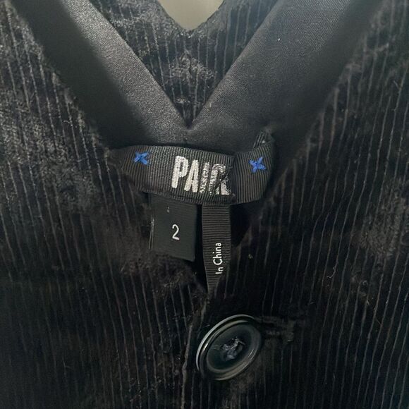 Paige sleeveless black corduroy flare wide leg romper denia jumpsuit chic size 2 - Picture 6 of 12